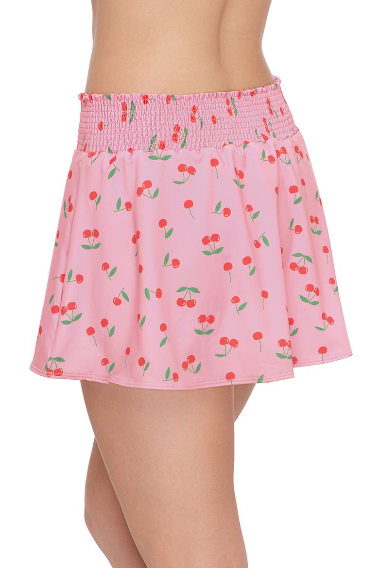 Coverup Smock Waist Mini Skirt, Alternate, color, Very Cherry