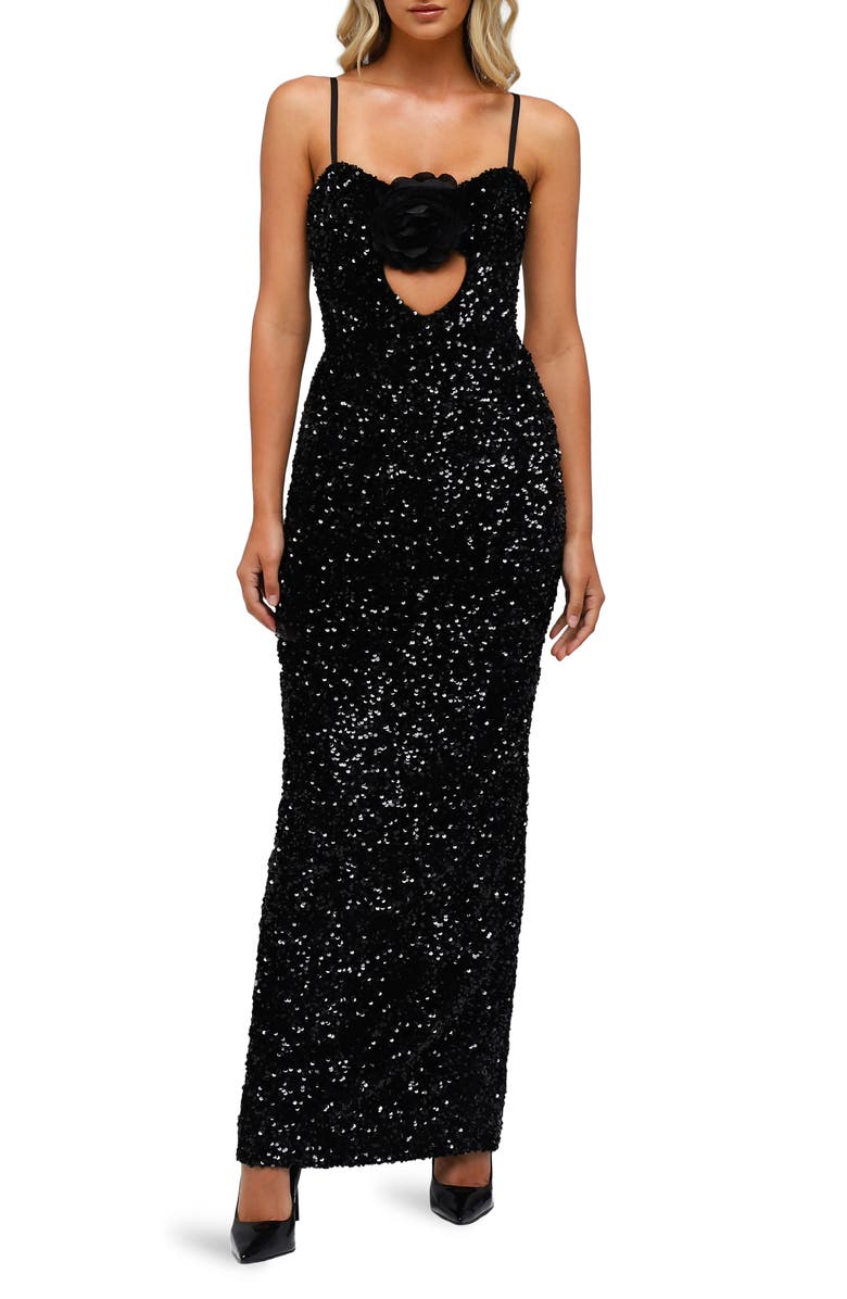 HELSI Lyla Sequin Cutout Gown, Main, color,
