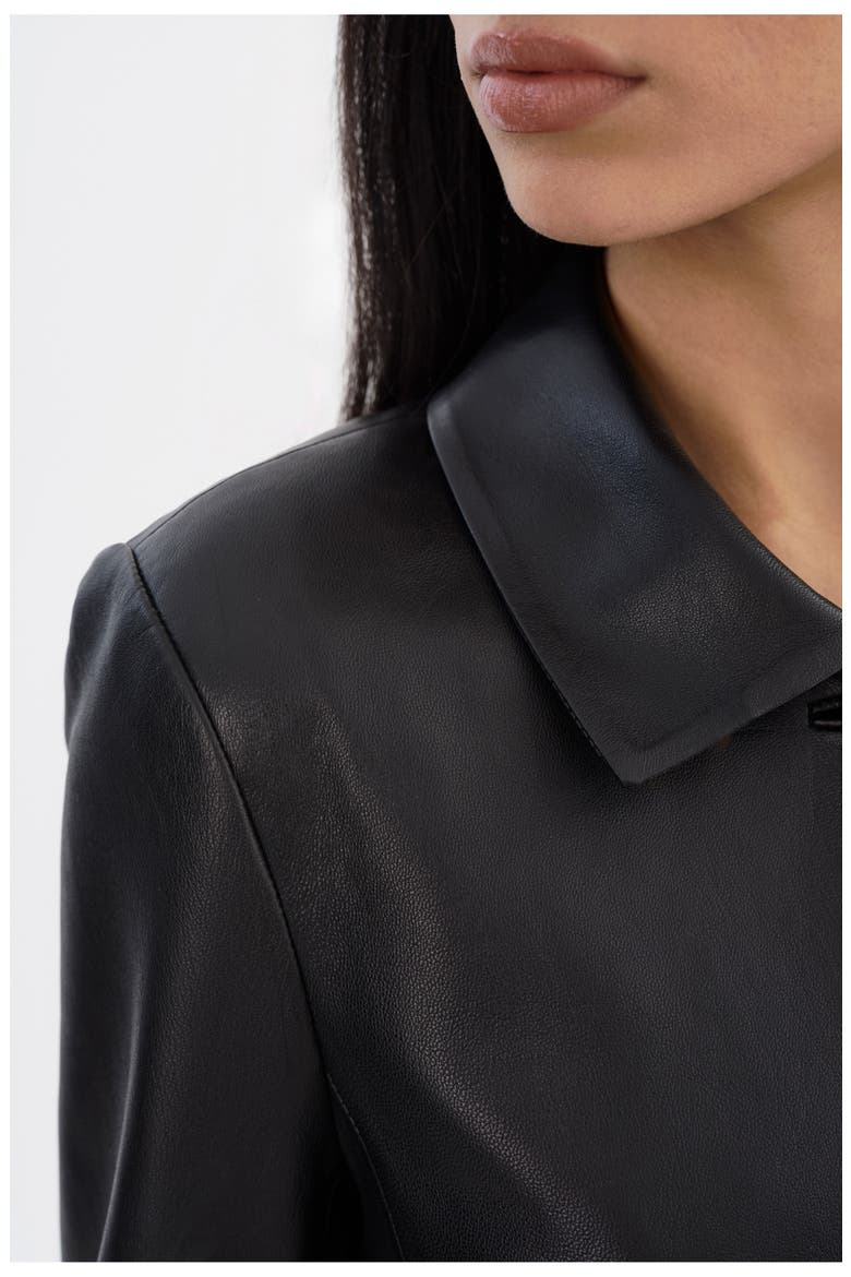 BELEN | Longline Leather Coat, Alternate, color, Black