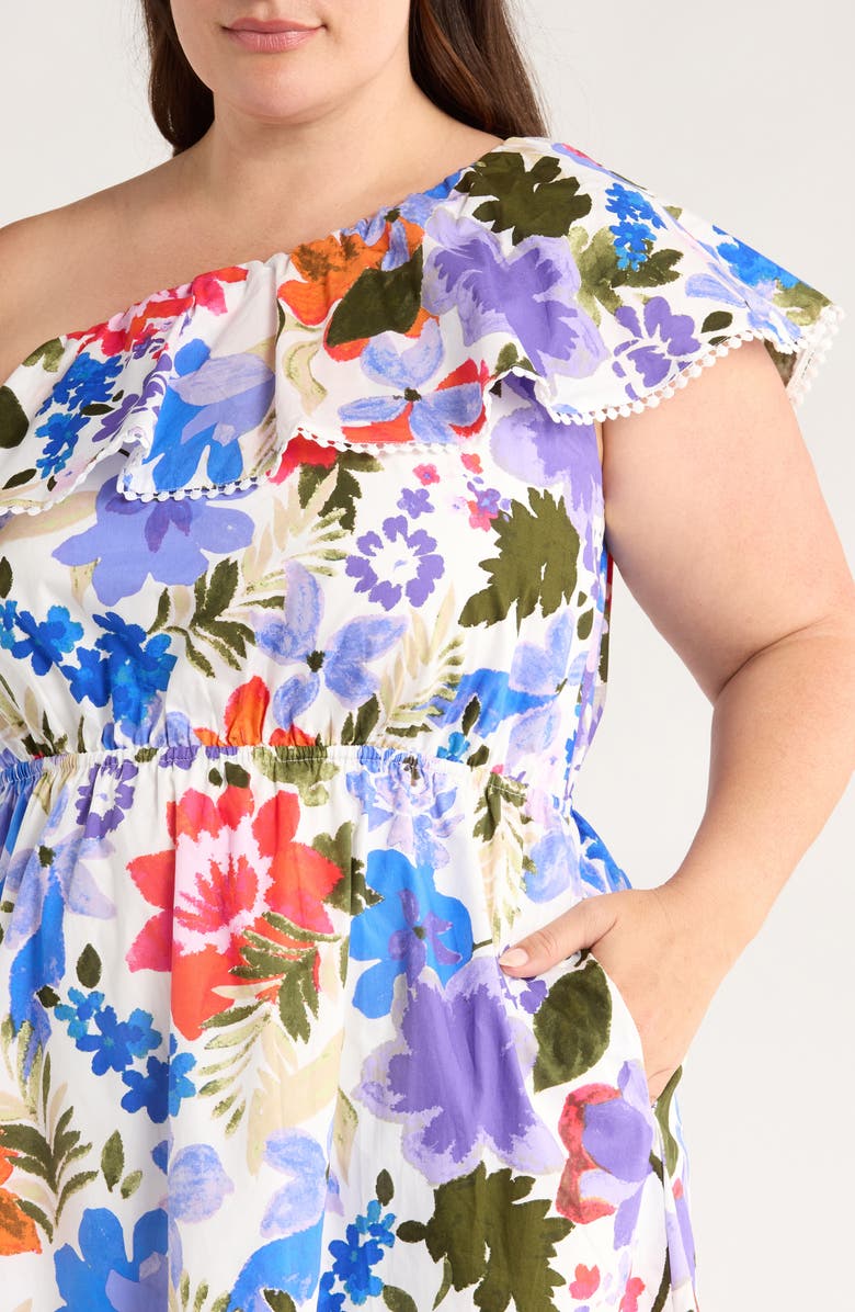 SUGARLIPS Amania Floral Suraya One-Shoulder Cotton Maxi Dress, Alternate, color, Blue/ Purple