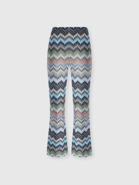 Snake-pattern Chevron Viscose Flared Trousers
