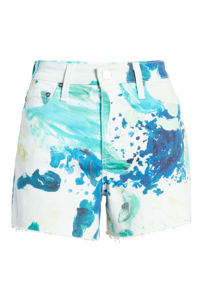 Alexxis High Waist Denim Shorts, Alternate, color, GARDEN PAINT MU