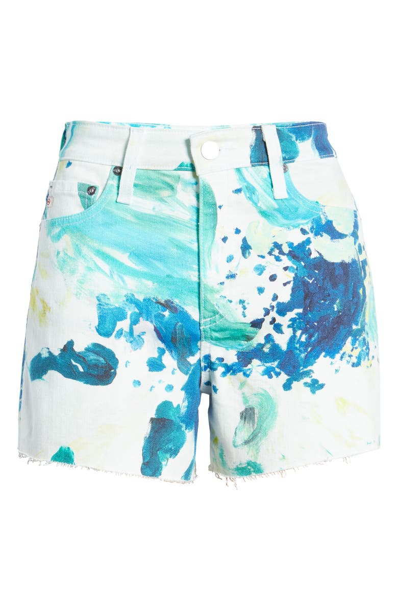 AG Alexxis High Waist Denim Shorts, Alternate, color, Garden Paint Mu