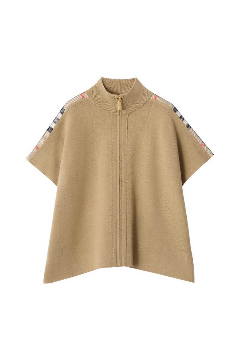 Burberry Reversible Check Wool Cape, Alternate, color, Sand Beige