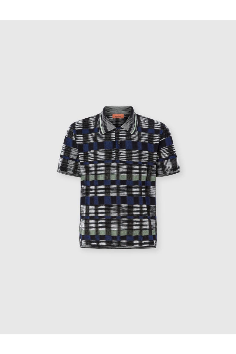 Cotton And Viscose Polo Shirt With Check Pattern, Main, color, Beige& White