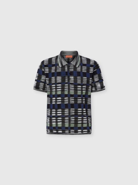 Cotton And Viscose Polo Shirt With Check Pattern