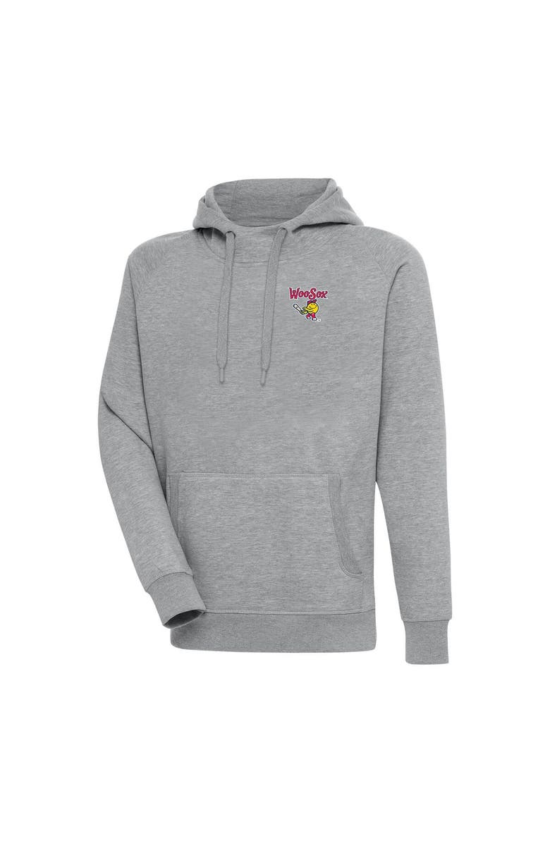 ANTIGUA Men's Antigua  Heather Gray Worcester Red Sox Victory Pullover Hoodie, Main, color, 