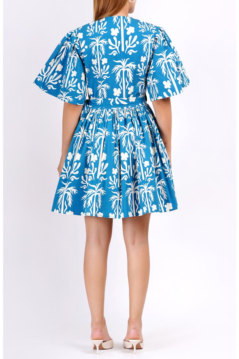 Alena Mini Wrap Dress, Alternate, color, Blue with white pattern