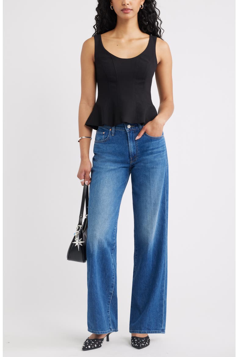 The Icon Peplum Top, Alternate, color, BLACK