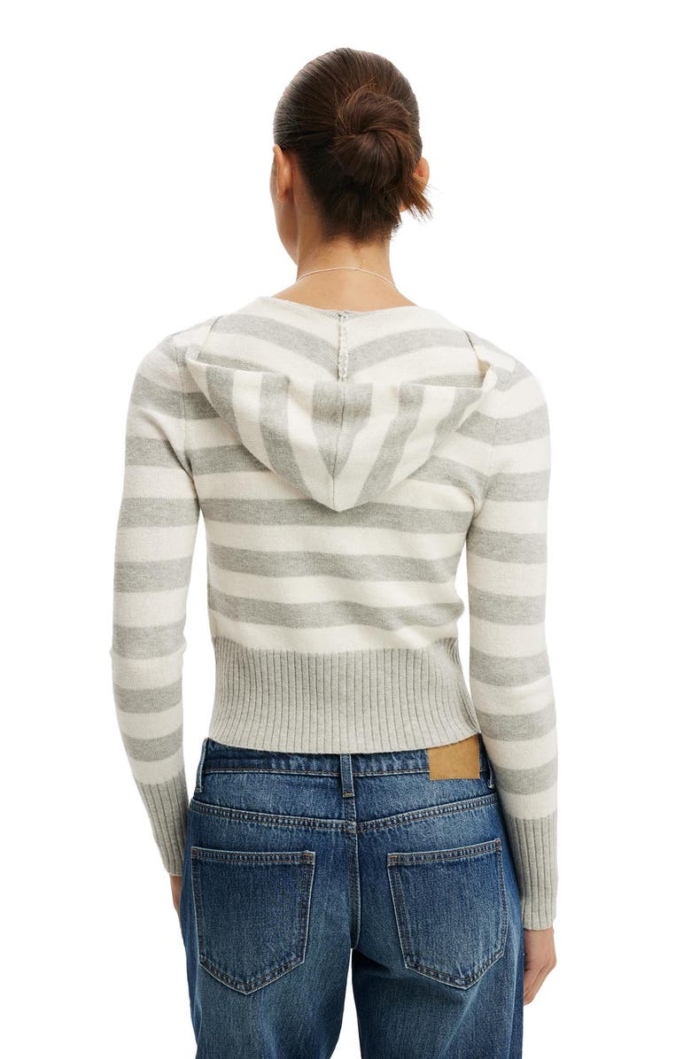 Cotton On Women's Everfine Hooded Knit, Alternate, color, Grey Marle Porcelain Stripe