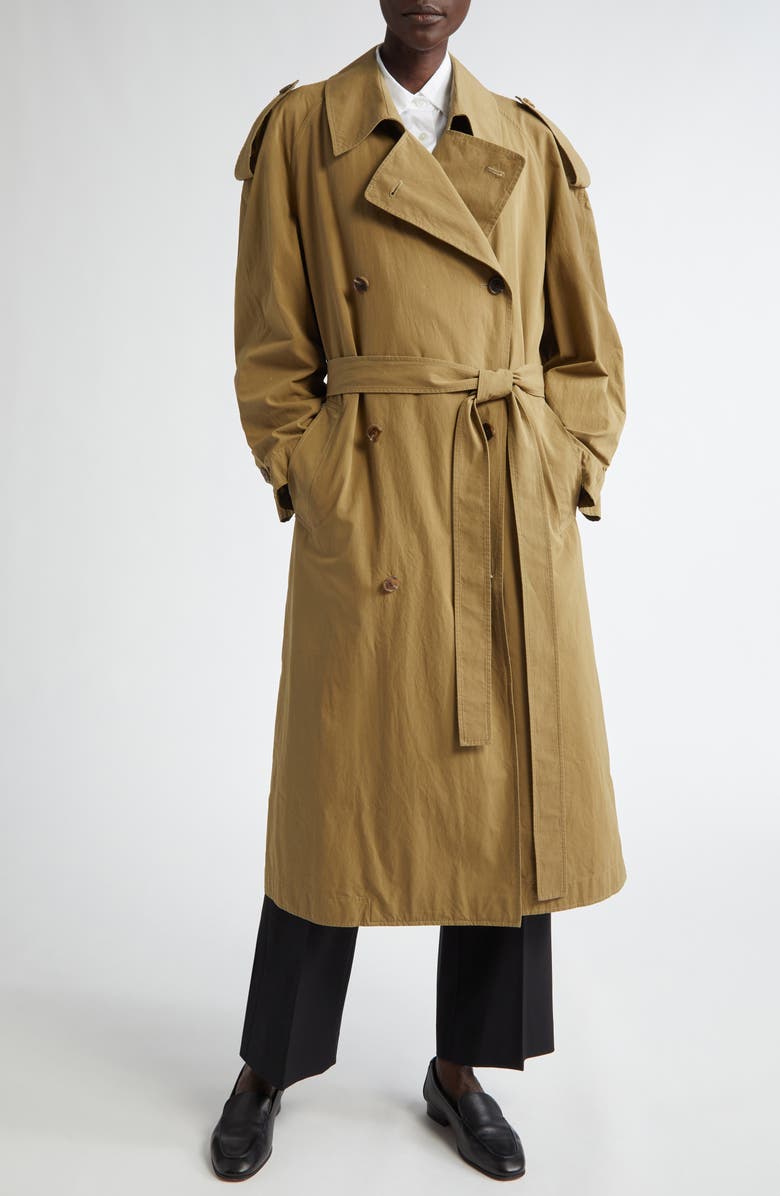 The Row Denver Double Breasted Cotton Trench Coat, Alternate, color,