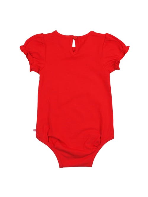 Rufflebutts Baby/toddler Girls Knit Puff Short Sleeve Bodysuit In Red