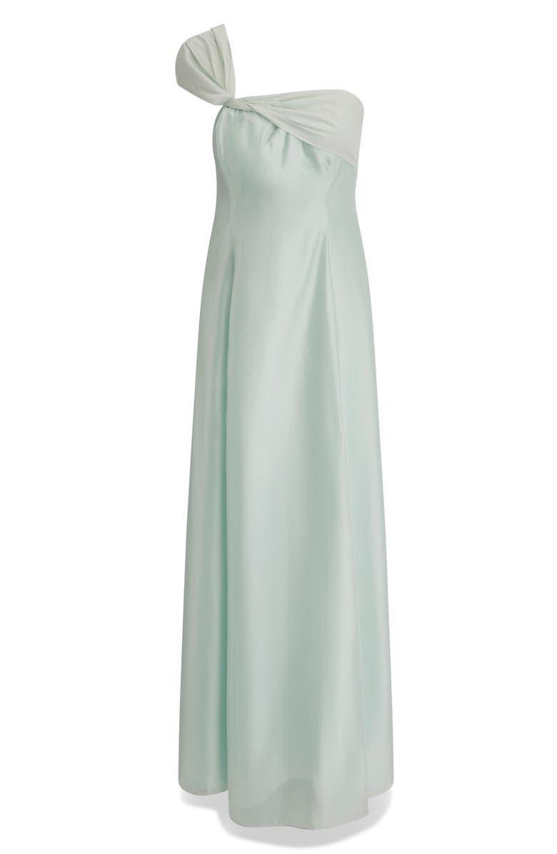 Donna Karan New York Asymmetric Satin Gown, Alternate, color, Skylight