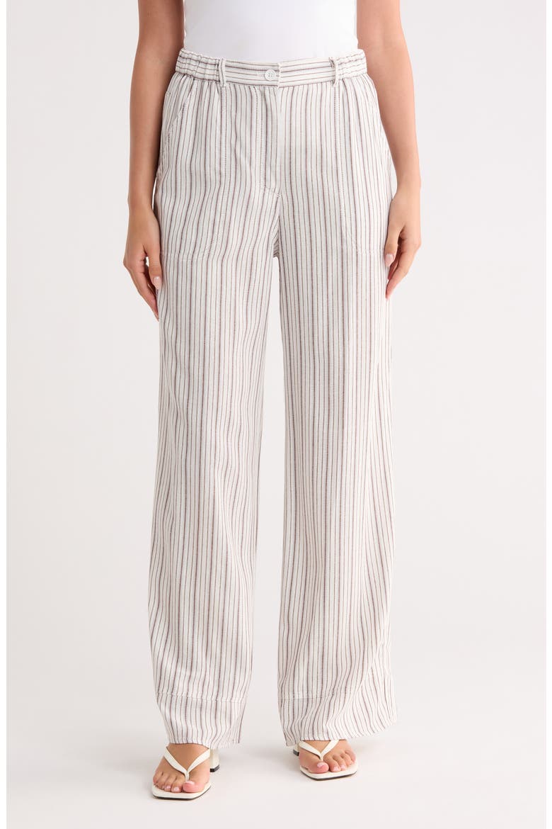 Stripe High Waist Wide Leg Linen Blend Pants, Main, color, WHITE / ACORN SHORELINE STRIPE
