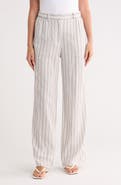 MAX STUDIO Stripe High Waist Wide Leg Linen Blend Pants