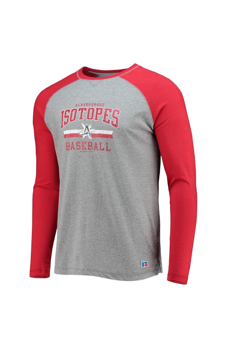 BOXERCRAFT Men's Red/Heathered Gray Albuquerque Isotopes Long Sleeve Baseball T-Shirt, Alternate, color, 