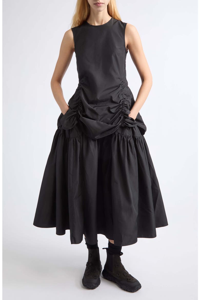 Unika Ruched Recycled Faille Top, Alternate, color, BLACK