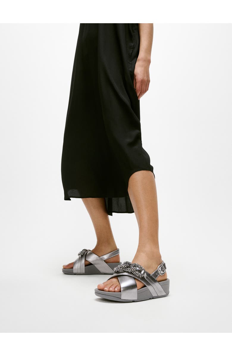 FitFlop Lulu Beaded Chain Back Strap Sandals, Alternate, color, Silvereen