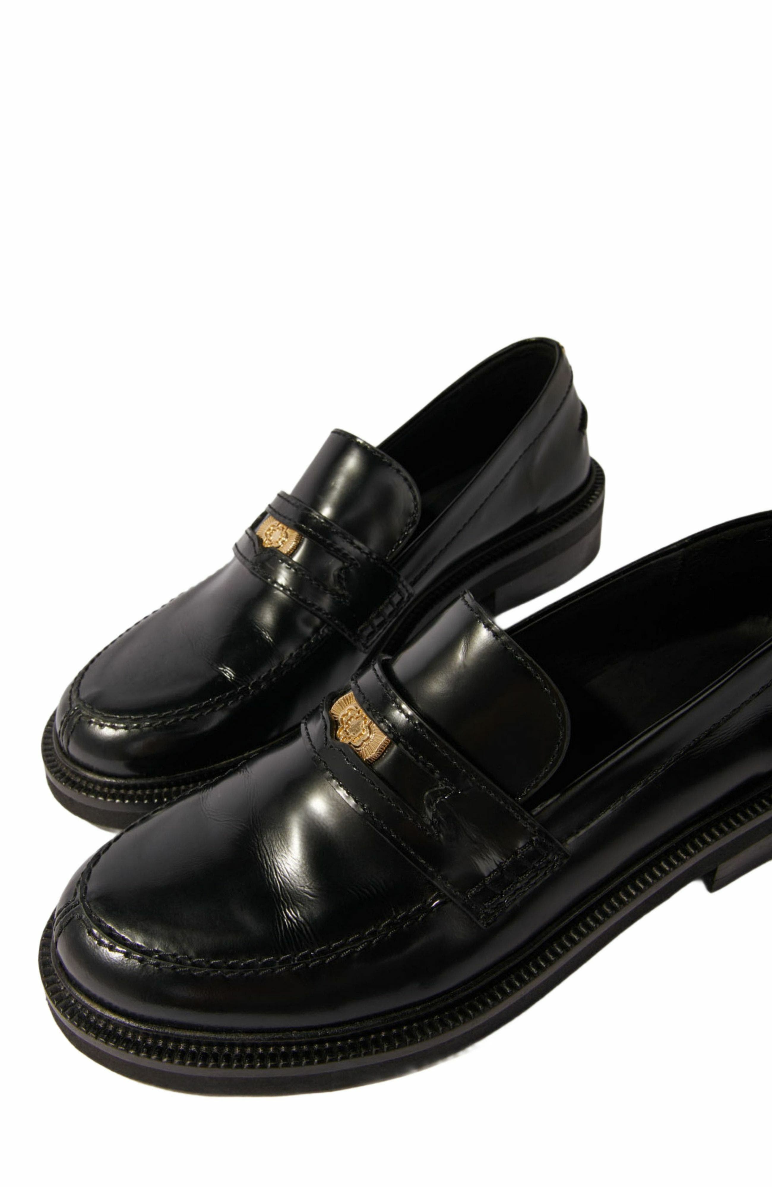 maje Leather loafers, Alternate, color, Black
