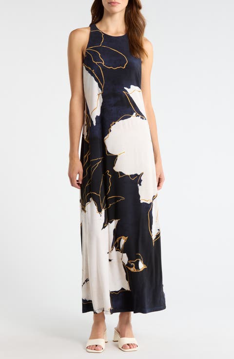 Jasmina Gilded Petal Sleeveless Maxi Dress