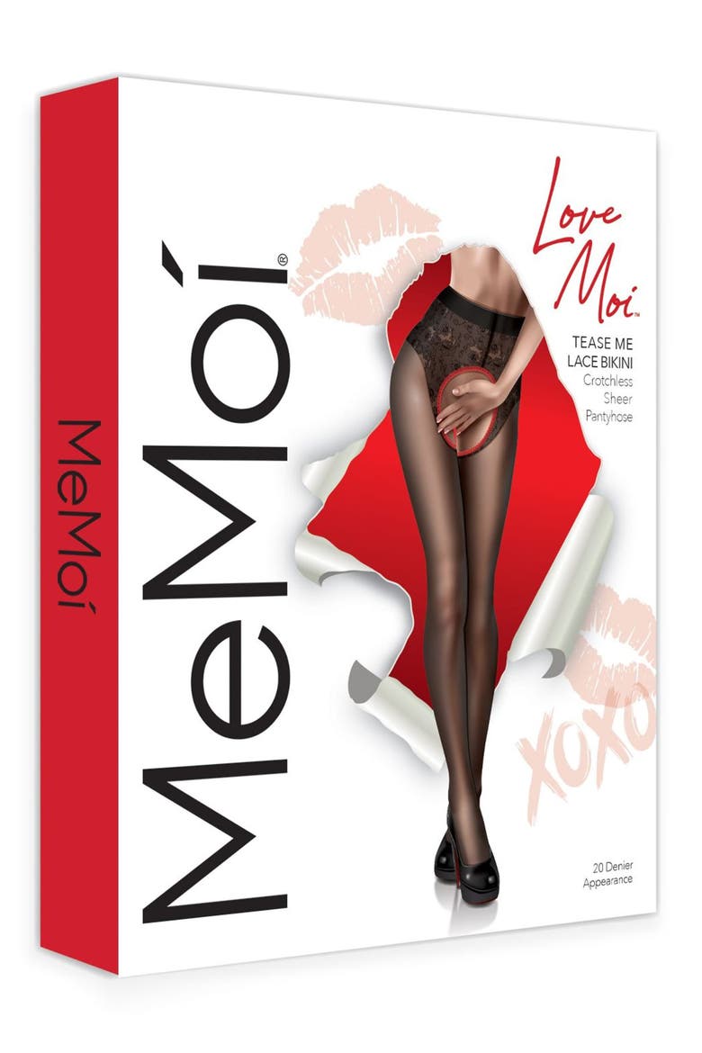 Tease Me Lace Crotchless Tights, Alternate, color, BLACK-RED