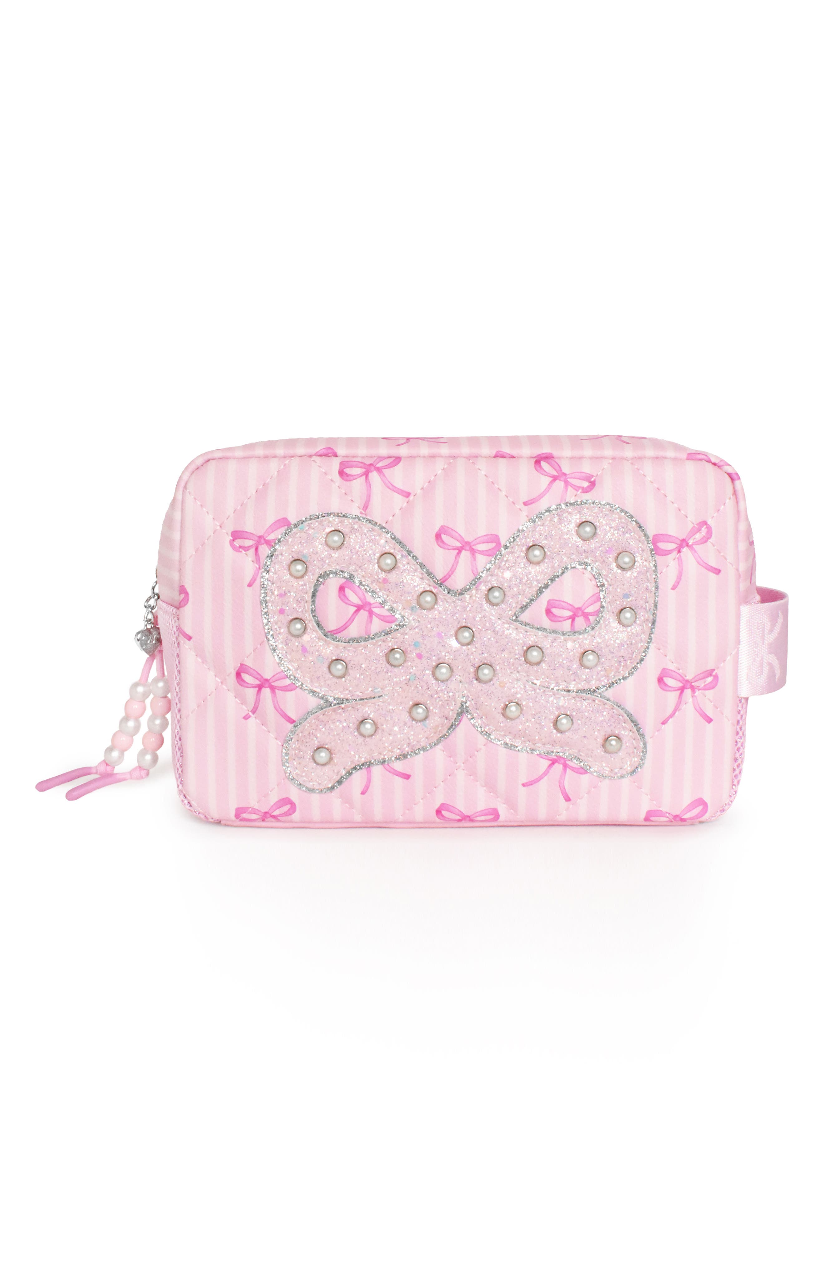 Kids' Bow Pearl Quilted Cosmetic Pouch