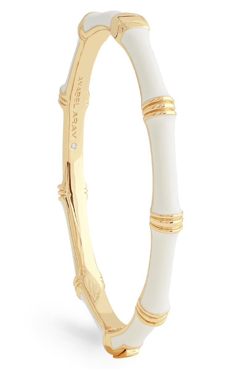 Anabel Aram Jewelry Bamboo Texture Enameled Bangle, Alternate, color, Creme