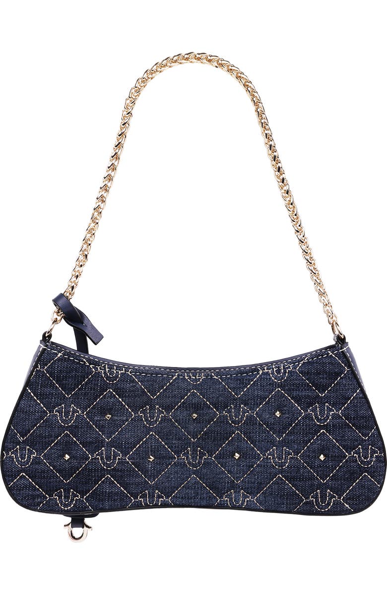 True Religion Studded Denim Shoulder Bag, Alternate, color, Dark Denim
