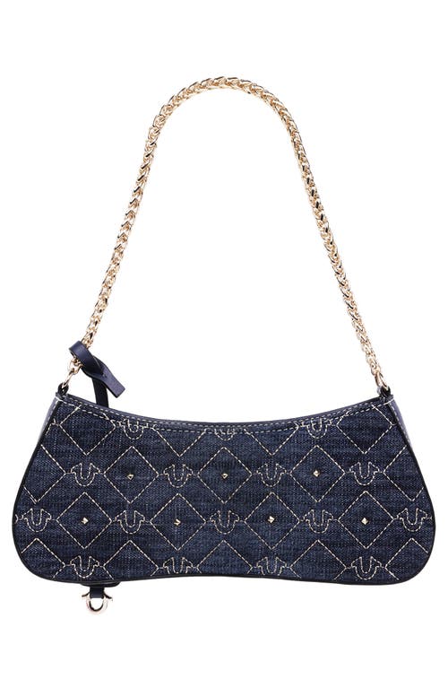True Religion Studded Denim Chain Shoulder Bag In Blue
