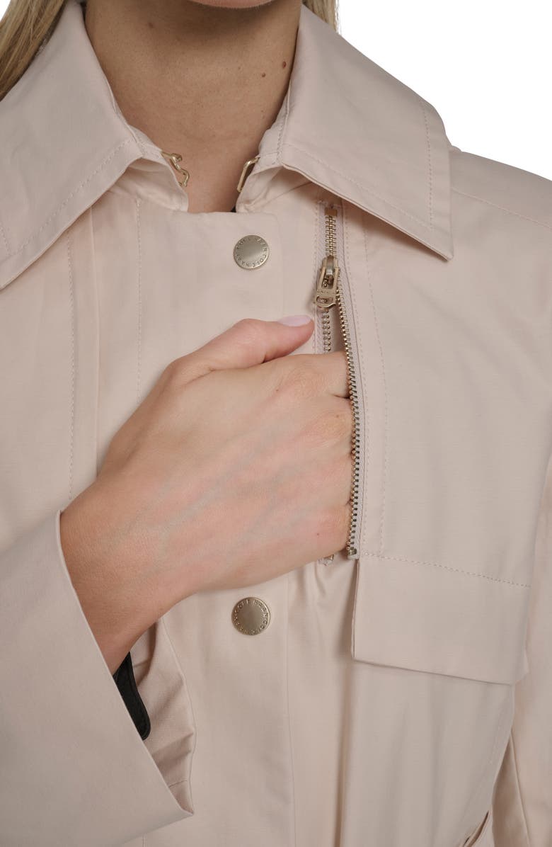 Cole Haan Signature Water Resistant Convertible Collar Belted Trench Coat with Removable Hood, Alternate, color, Light Sand