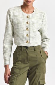 Derek Lam 10 Crosby Juliette Crop Tweed Jacket