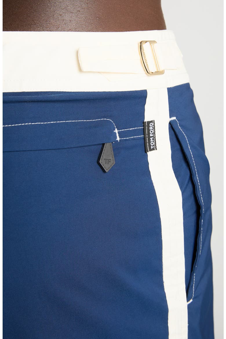 Microcompact Poplin Swim Trunks, Alternate, color, X7BAW DARK BLUE/ WHITE