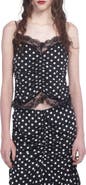 Anna Sui Polka Dot Ruched Lace Camisole