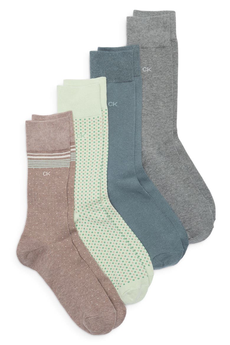 4-Pack Assorted Dress Socks, Main, color, GREEN ASSORTED