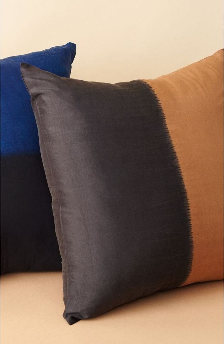 Studio Variously Kala Black & Gold Color Block Mulberry Silk Pillow, Alternate, color,
