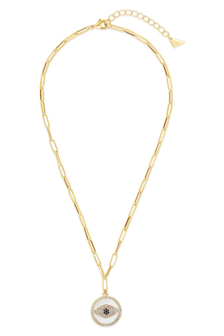 Cubic Zirconia & Mother-of-Pearl Cubic Zirconia Pendant Necklace, Main, color, GOLD