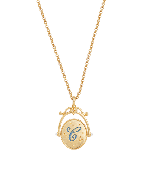 C Initial Cornflower Gold Spinner Chain Necklace