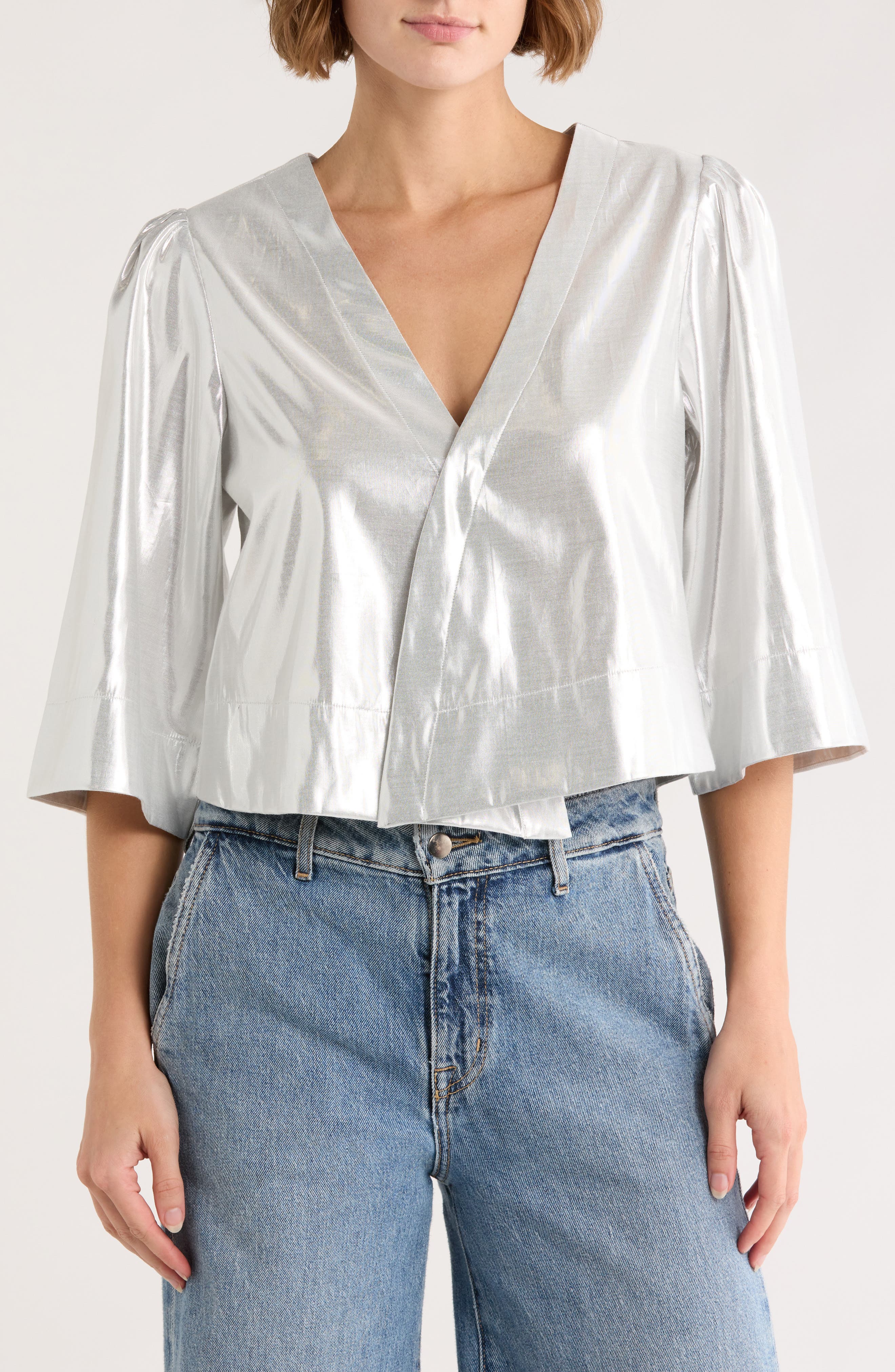 CISSA The Lady Puff Sleeve Wrap Top