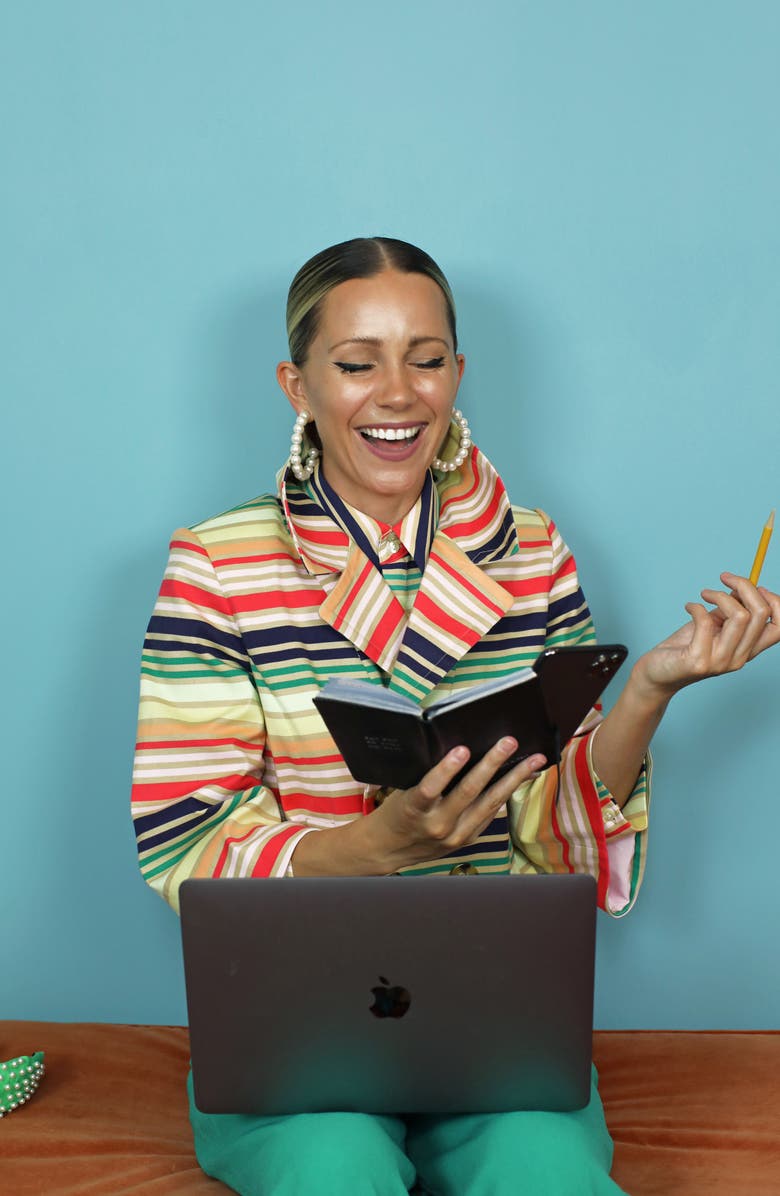 Halogen<sup>®</sup> x Atlantic-Pacific Stripe Short Trench Jacket, Alternate, color,