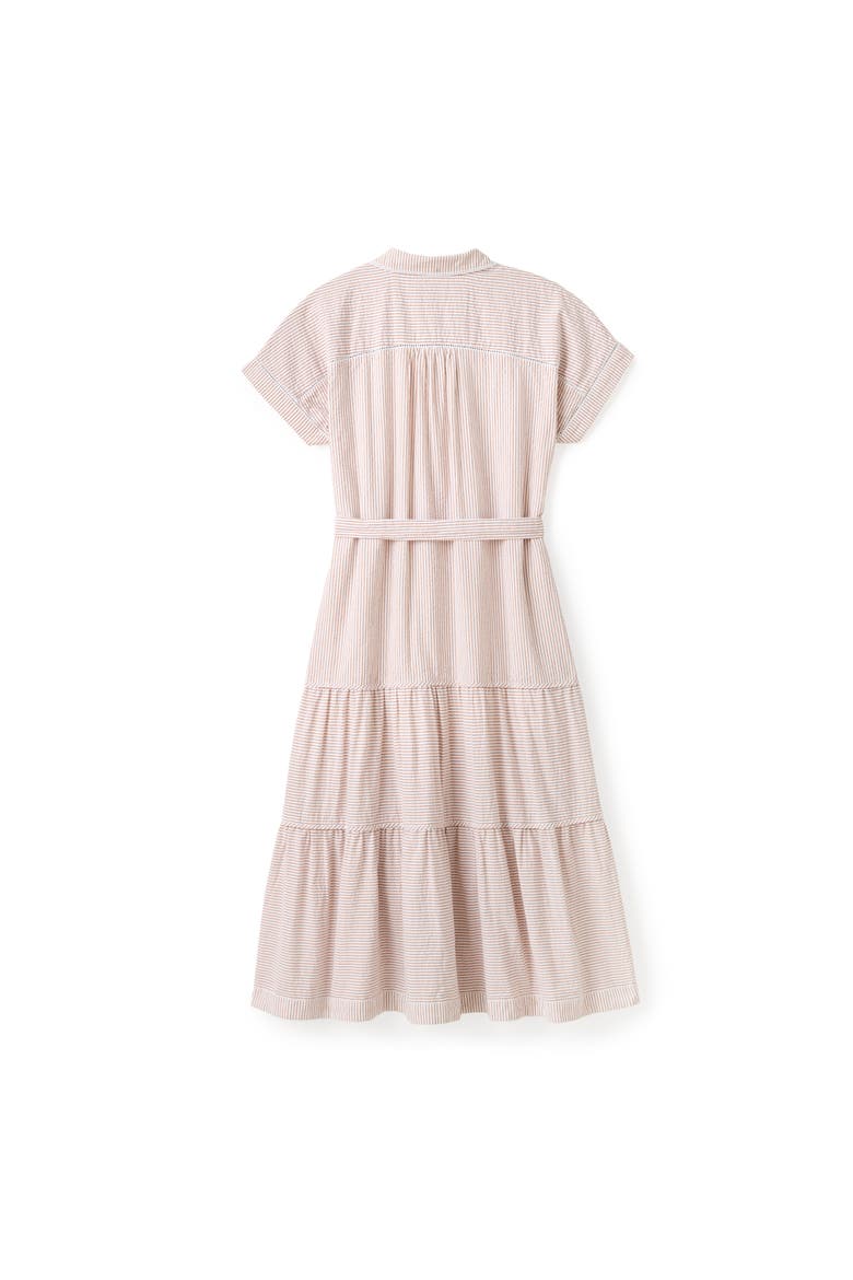 Adriana Seersucker Midi Shirtdress, Alternate, color, Camel Stripe