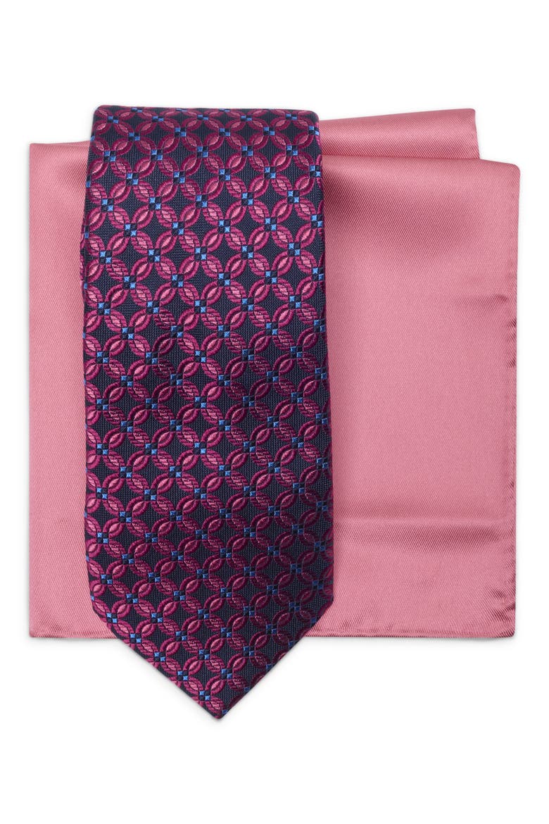 Silk Blend Tie & Pocket Square Box Set, Main, color, ROSE