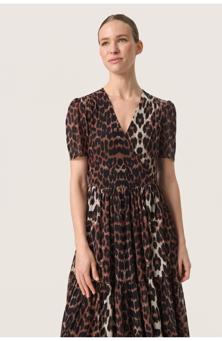 Soaked in Luxury SLAldora Short Sleeve V-neck Wrap Dress, Main, color, Leopard Pattern