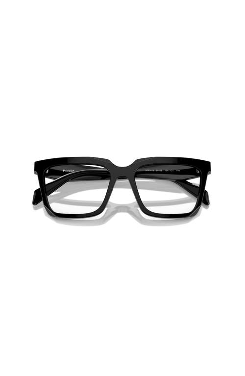 Prada 52mm Rectangle Optical Glasses In Black