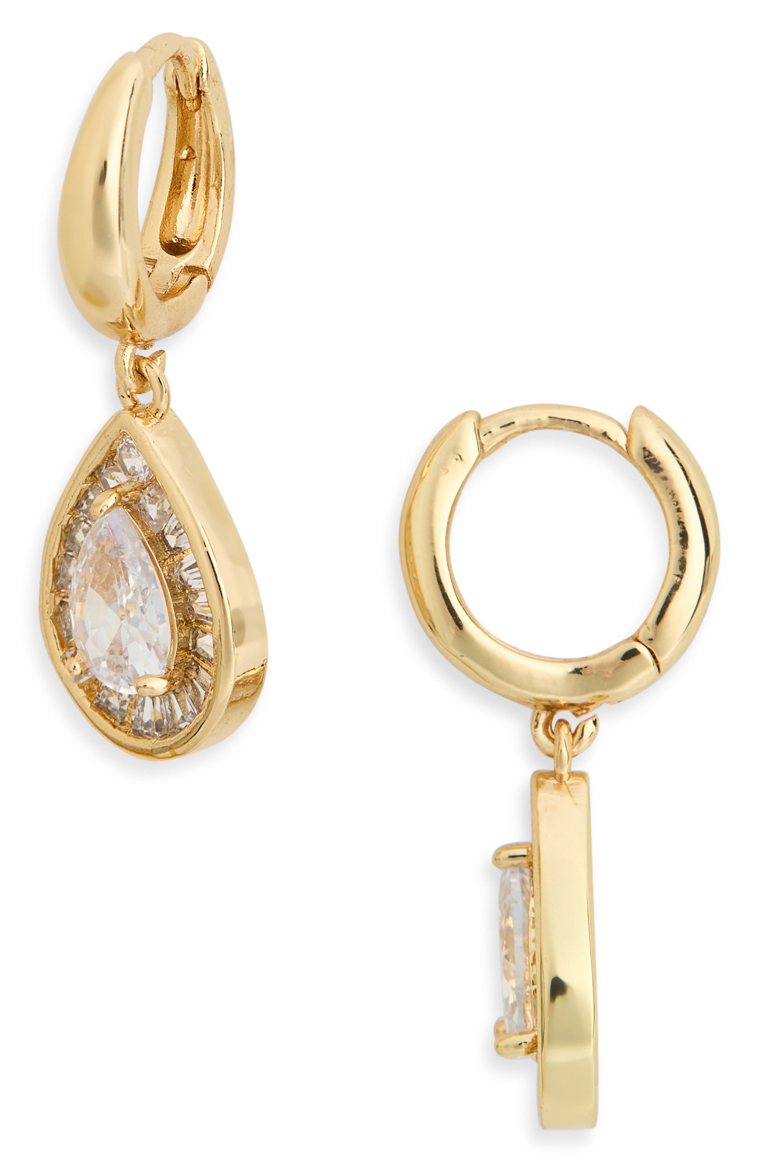 NORDSTROM RACK CZ Dangle Hoop Earrings
