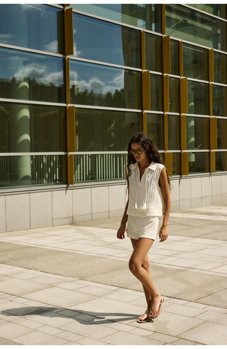 H&M Pointelle-knit Top, Alternate, color, Cream