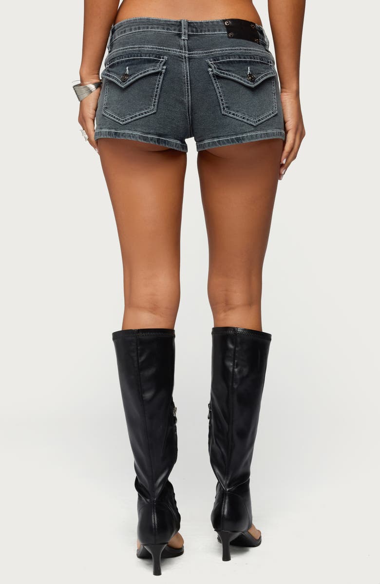 EDIKTED Whitlie Contrast Stitch Denim Shorts, Alternate, color, 