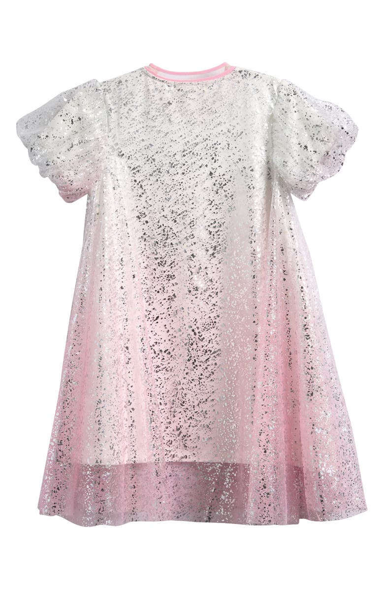 Doe A Dear Kids' Ombré Foil Print Mesh Dress, Alternate, color, Pink/ White