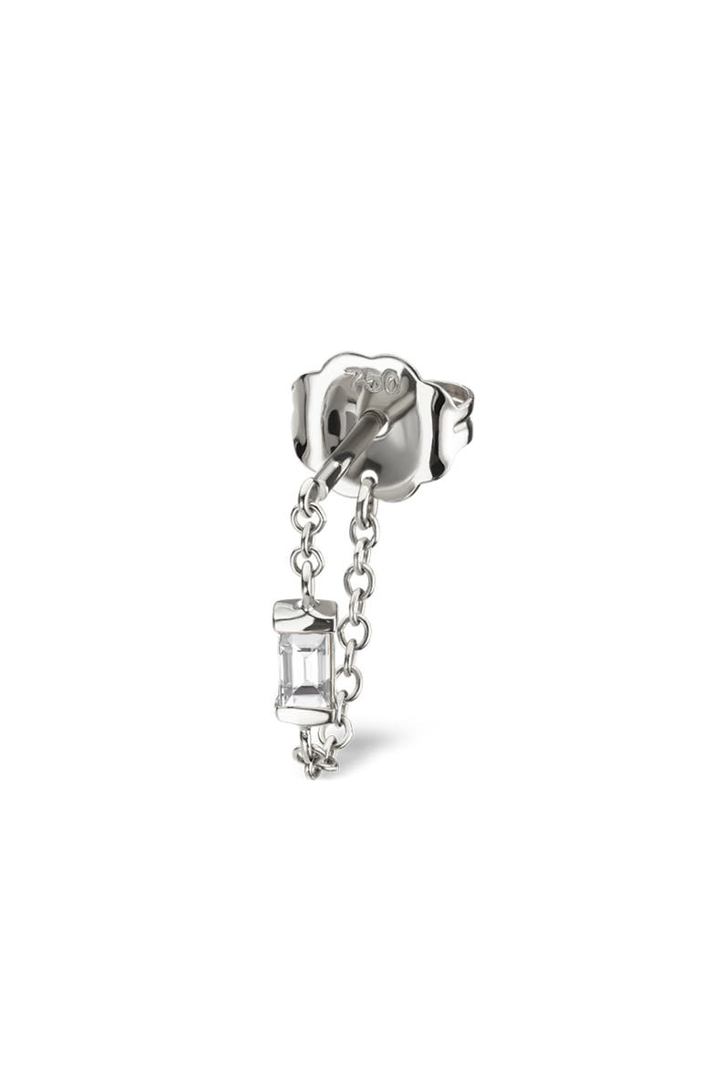 Baguette Diamond Single Chain Wrap Drop Earring, Main, color, 18K WHITE GOLD/ DIAMOND