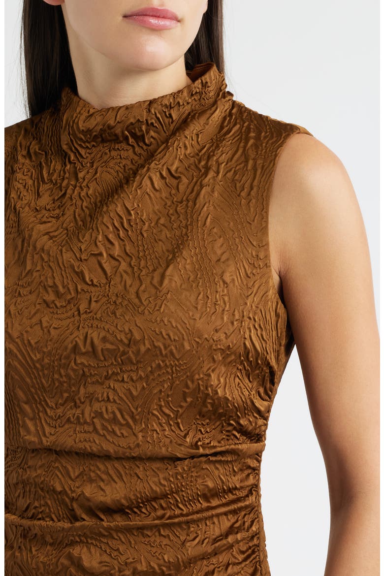 Leaf Jacquard Cowl Neck Sheath Dress, Alternate, color, BROWN