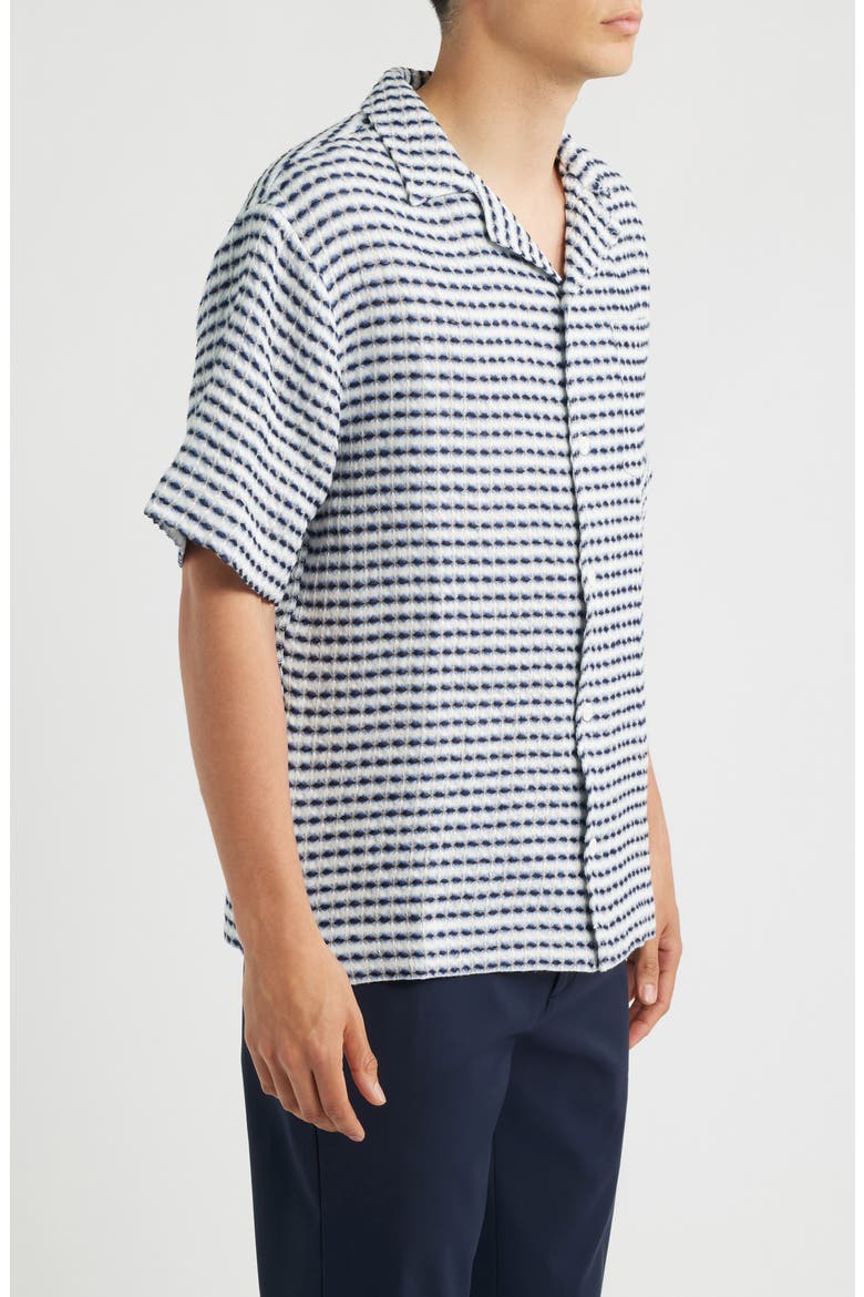Riita Waffle Linen Camp Shirt, Alternate, color, BLUE